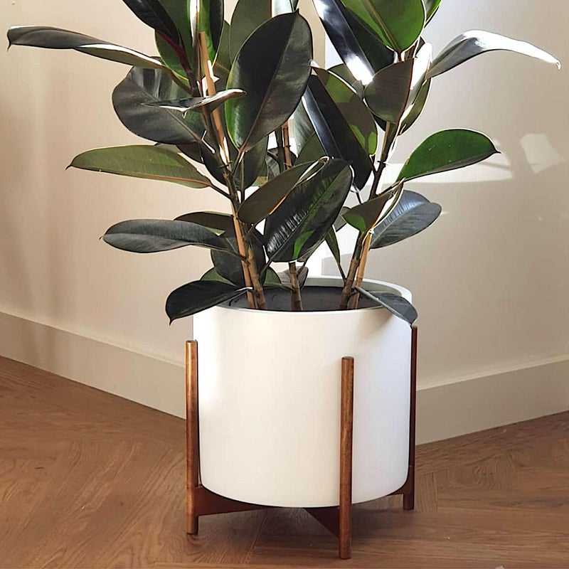 Fox & Fern Mid Century Plant Stand â€” 14.9 Inch Fixed Size Wooden Plant Stand for Indoor Planters (Not Included) - Extra Large Flower Pot Holder for Indoor Big Pots - Plug In Design - Acacia - Image 3